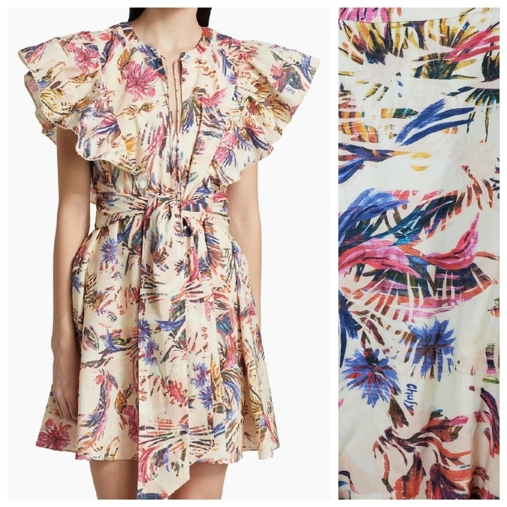 NEW Chufy L LARGE Miya Flutter Sleeve Dress